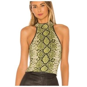 J.O.A Halter Neck Sweater Top in Snakeskin